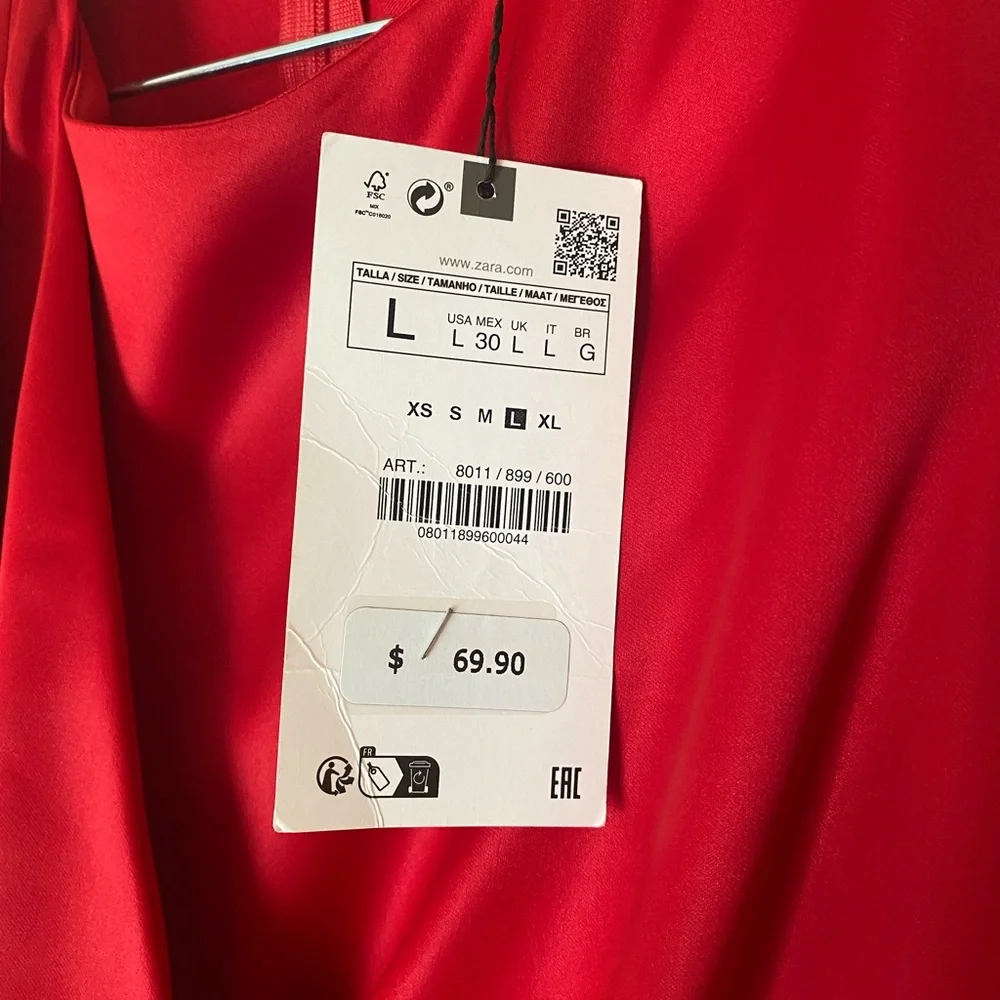 ZARA Red Sleeveless Draped Maxi Dress Women’s Stretch Evening Size Large - Picture 5 of 6